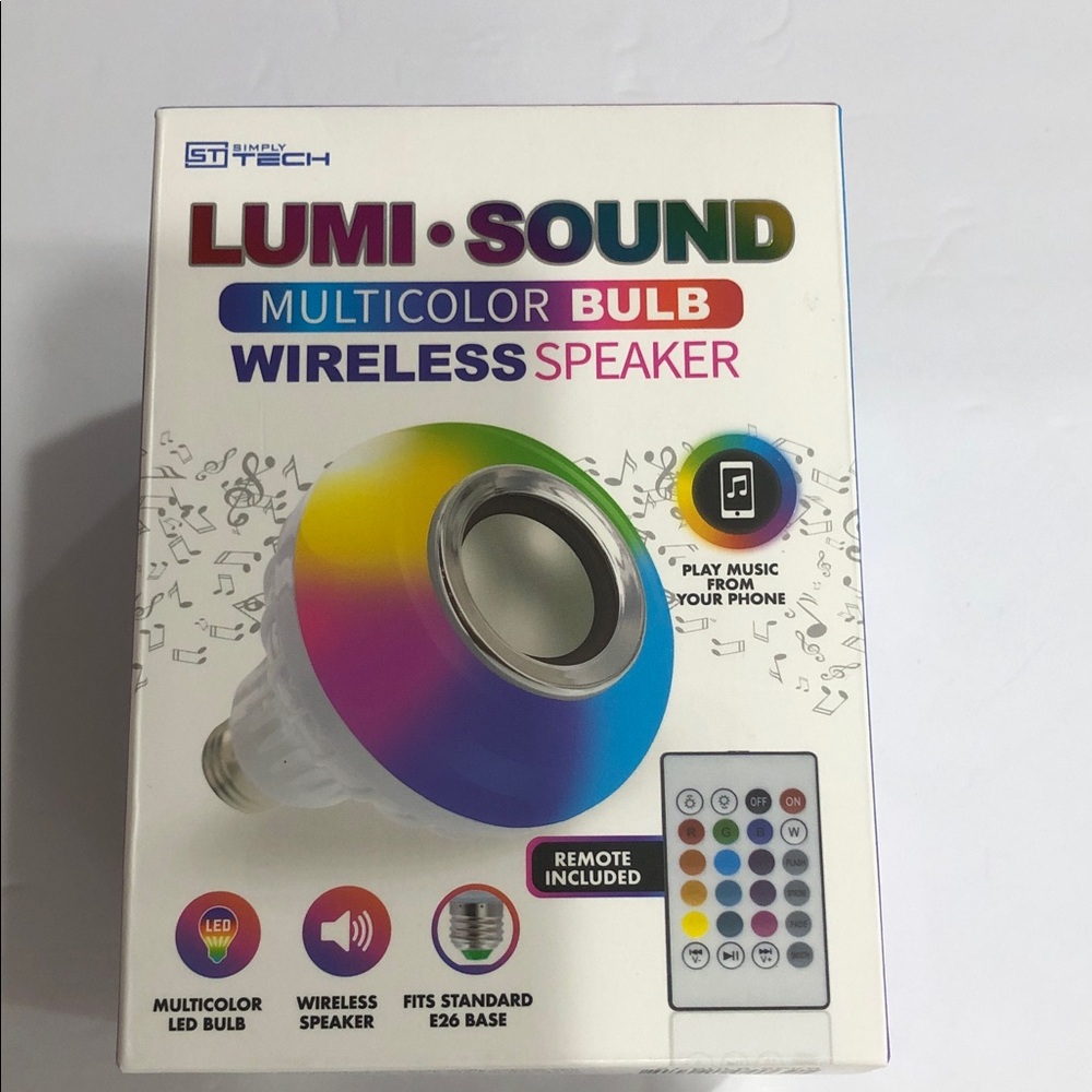 Multicolor LED bulb wireless speaker with remote‎